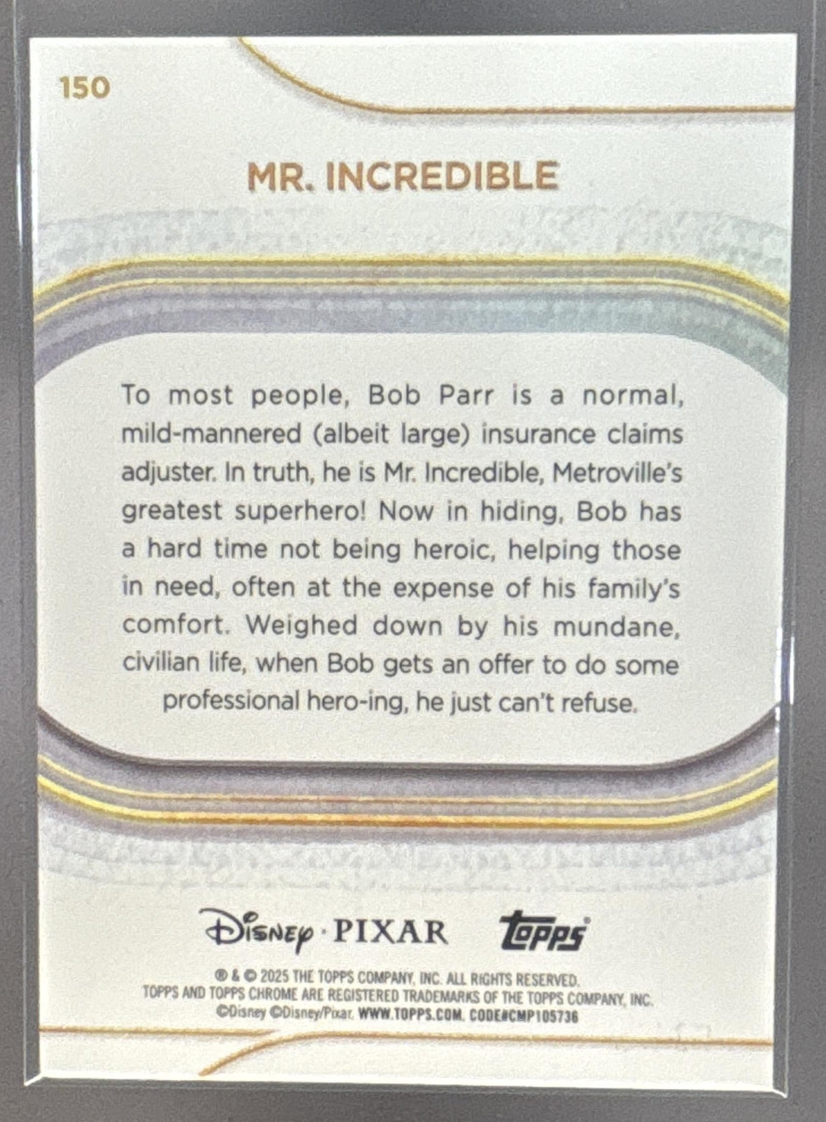 2025 Topps Chrome Disney Mr. Incredible #150 Purple Refractor 26/75