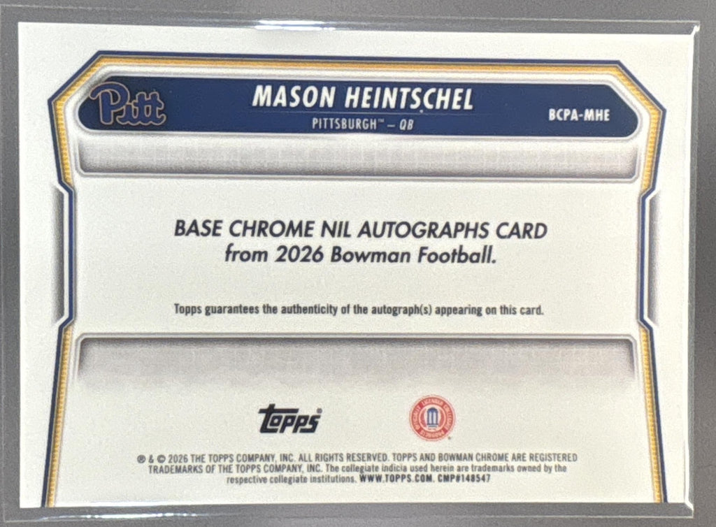 2026 Bowman Mason Heintschel #BCPA-MHE Chrome Auto 1st Prospect Panthers