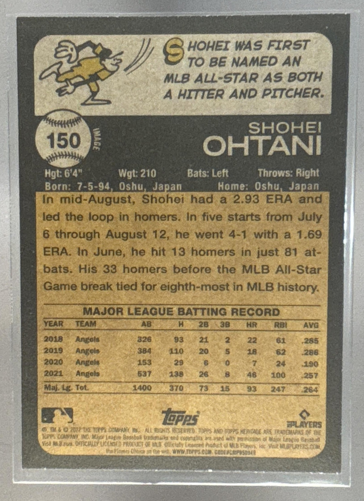 2022 Topps Heritage Shohei Ohtani #150e SP VAR Angels