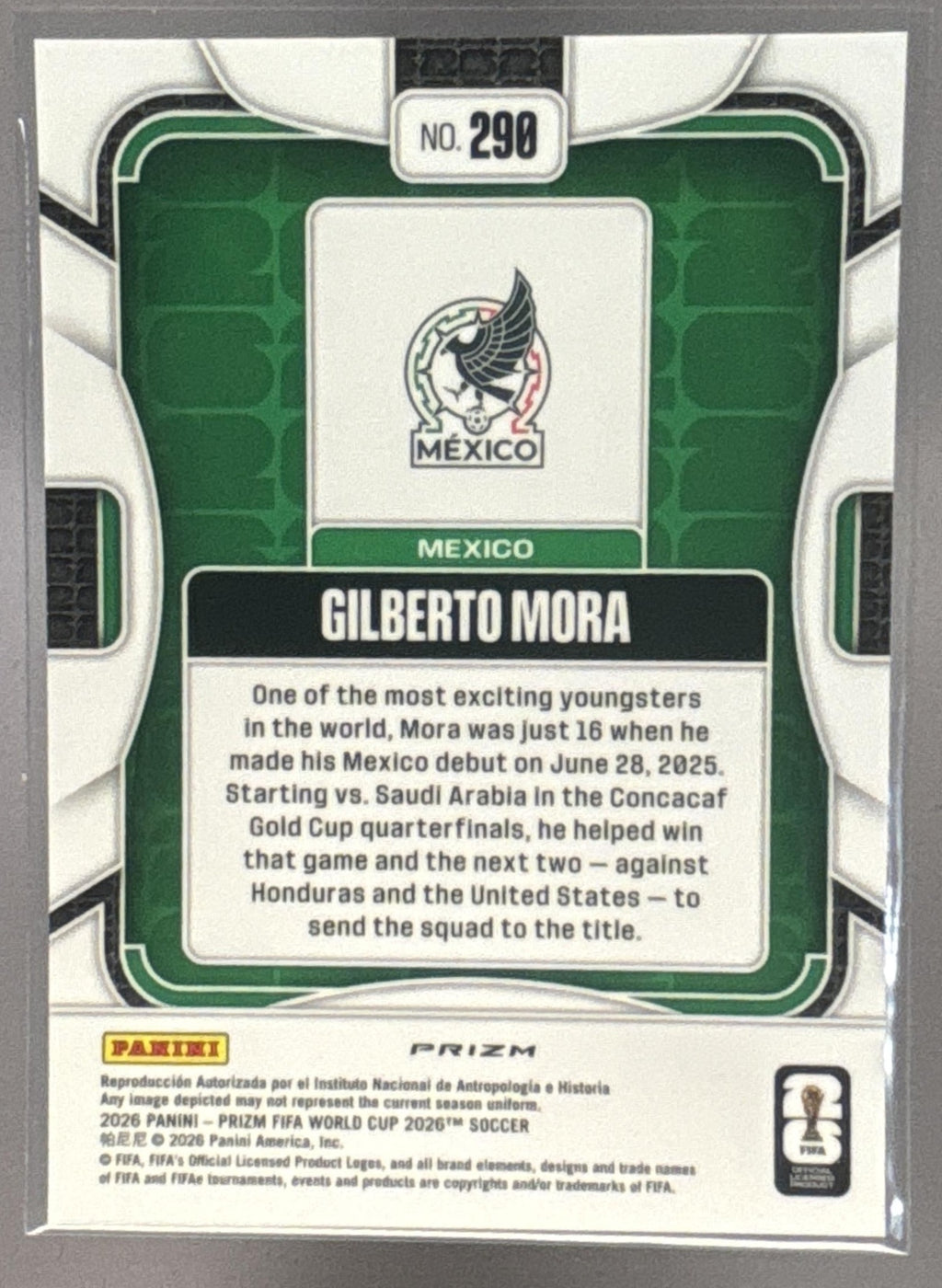 2026 Panini Prizm World Cup Gilberto Mora #290 Disco RC Mexico