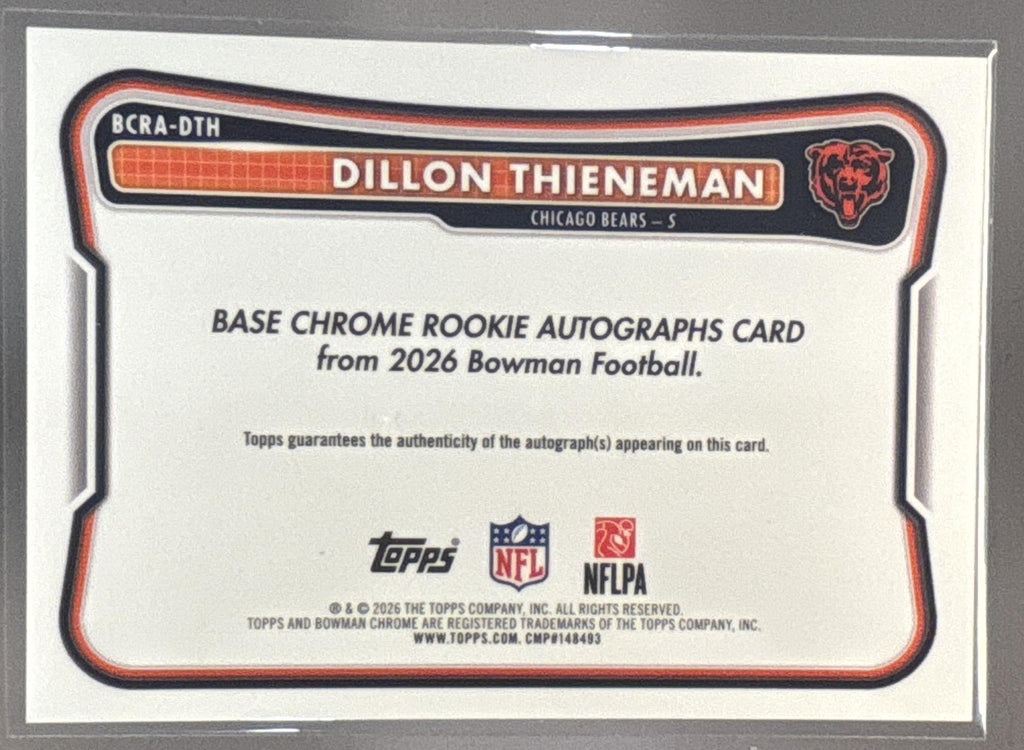 2026 Bowman Dillon Thieneman #BCRA-DTH Chrome Rookie Auto RC Bears