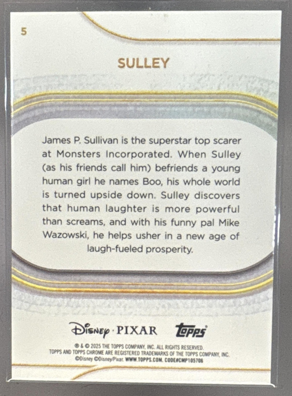 2025 Topps Chrome Disney Sulley #5 Aqua Mini Diamond Refractor 67/199