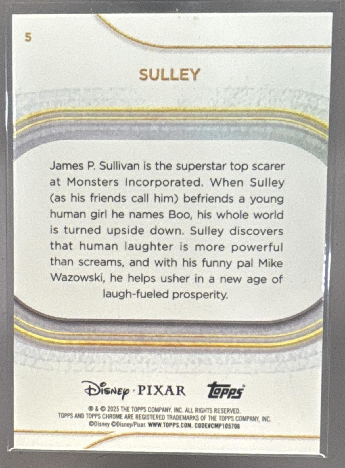 2025 Topps Chrome Disney Sulley #5 Aqua Mini Diamond Refractor 67/199