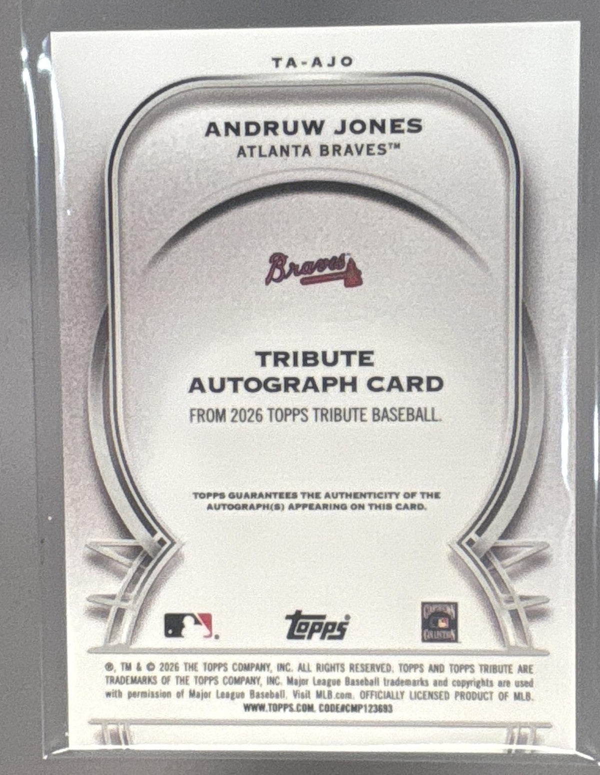 2026 Topps Tribute Andruw Jones #TA-AJO Auto Blue 29/150 Braves