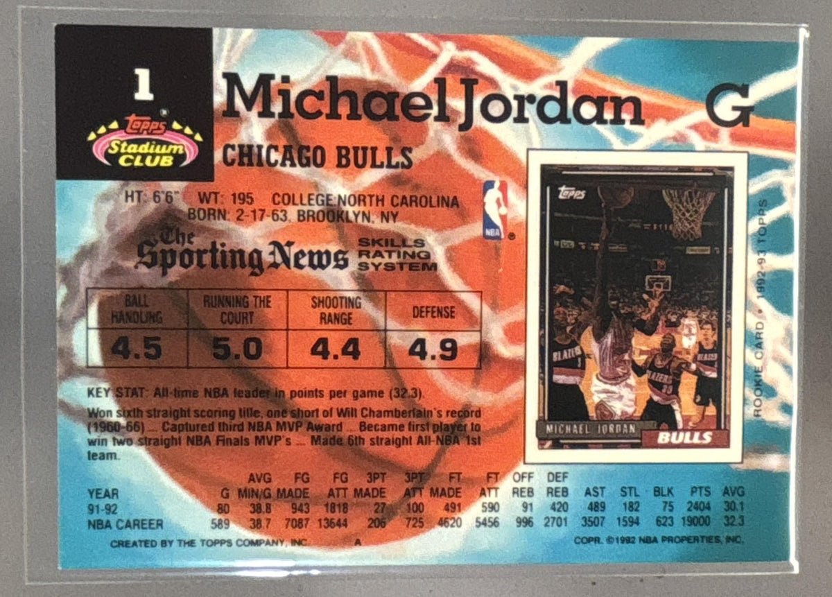 1992-93 Topps Stadium Club Michael Jordan #1 Bulls