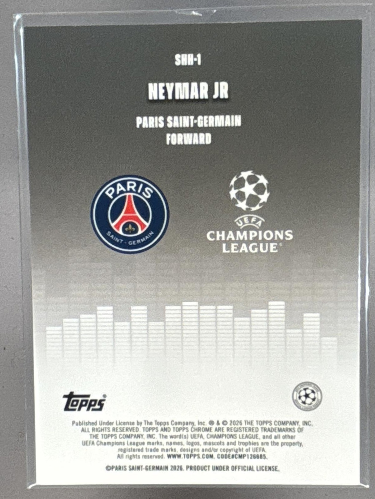 2025 Topps Chrome UEFA Club Competitions Neymar Jr Silenced Gold Refractor /50