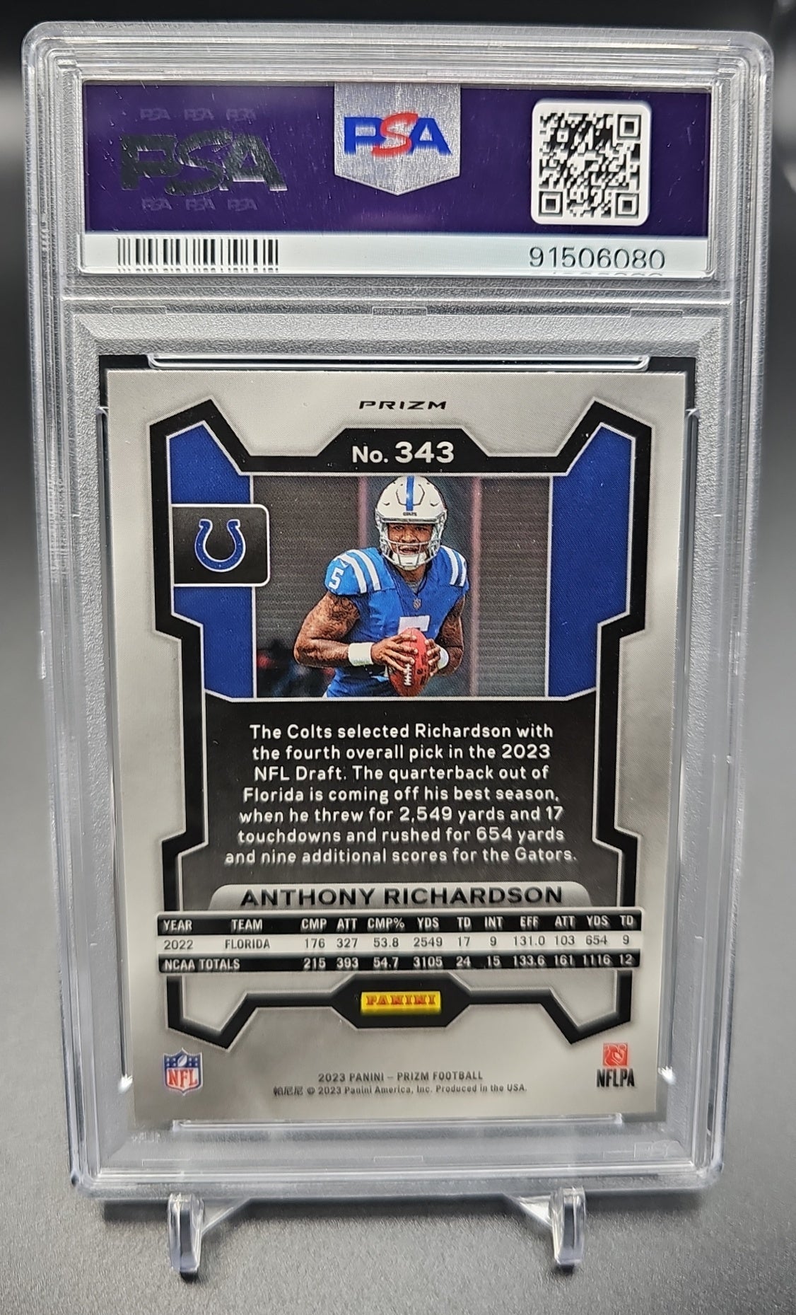 2023 Panini Prizm Anthony Richardson #343 Silver RC Colts PSA 10 PSA 10.0 image 1