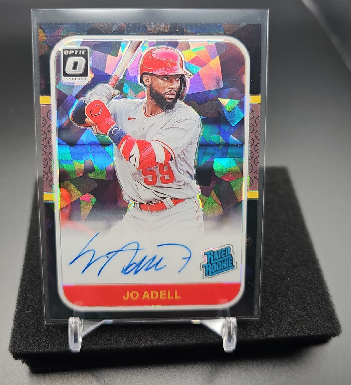 2021 Panini Donruss Optic Jo Adell #87RR-JA Retro 1987 Rated Rookie Signatures Cracked Ice /25 Auto RC image 0