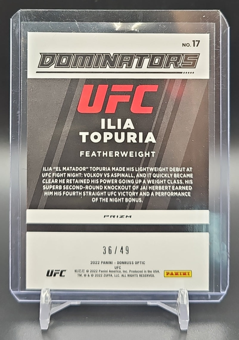 2022 Panini Donruss Optic UFC Ilia Topuria #17 Dominators Blue 36/49 image 1
