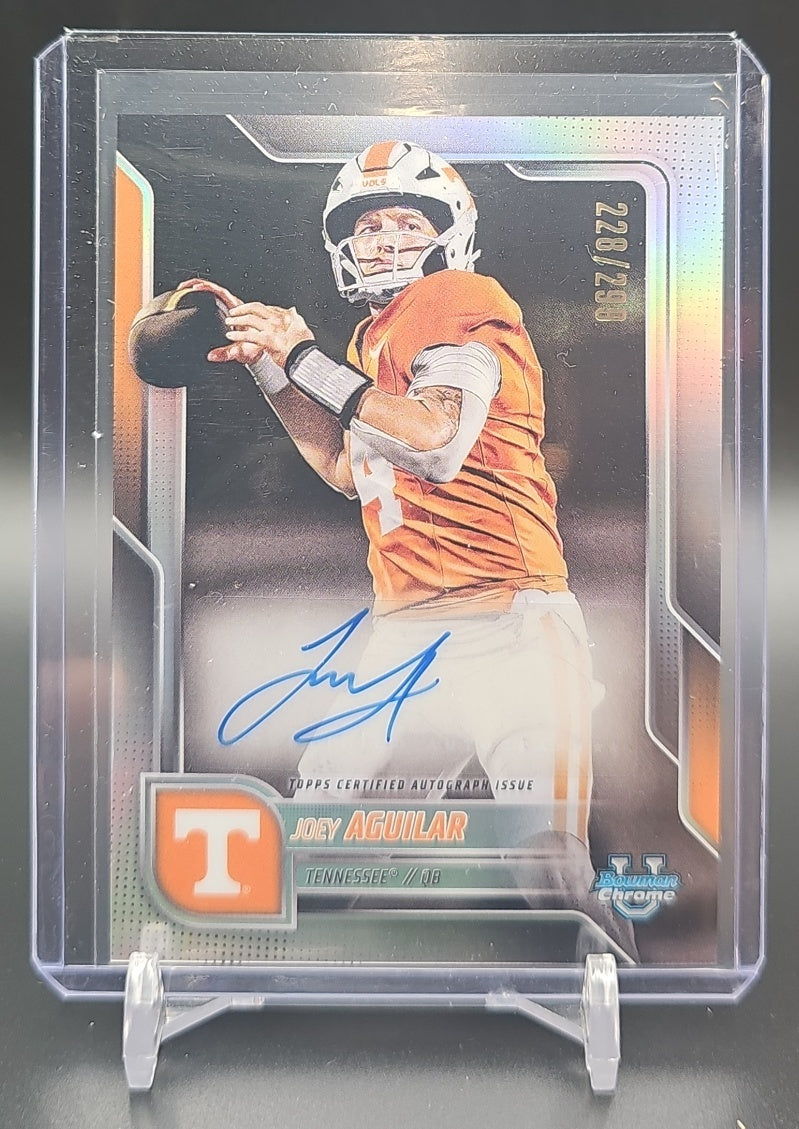 2025 Bowman Chrome University Joey Aguilar #BCA-JOE Prospect Auto Refractor /299 image 0