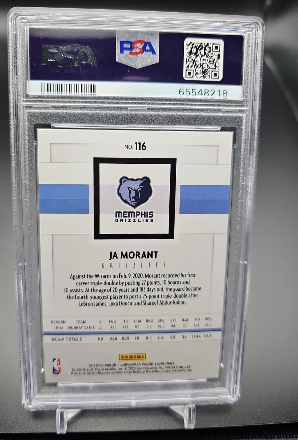 2019-20 Panini Chronicles Ja Morant #116 RC Grizzlies PSA 10 PSA 10.0 image 1