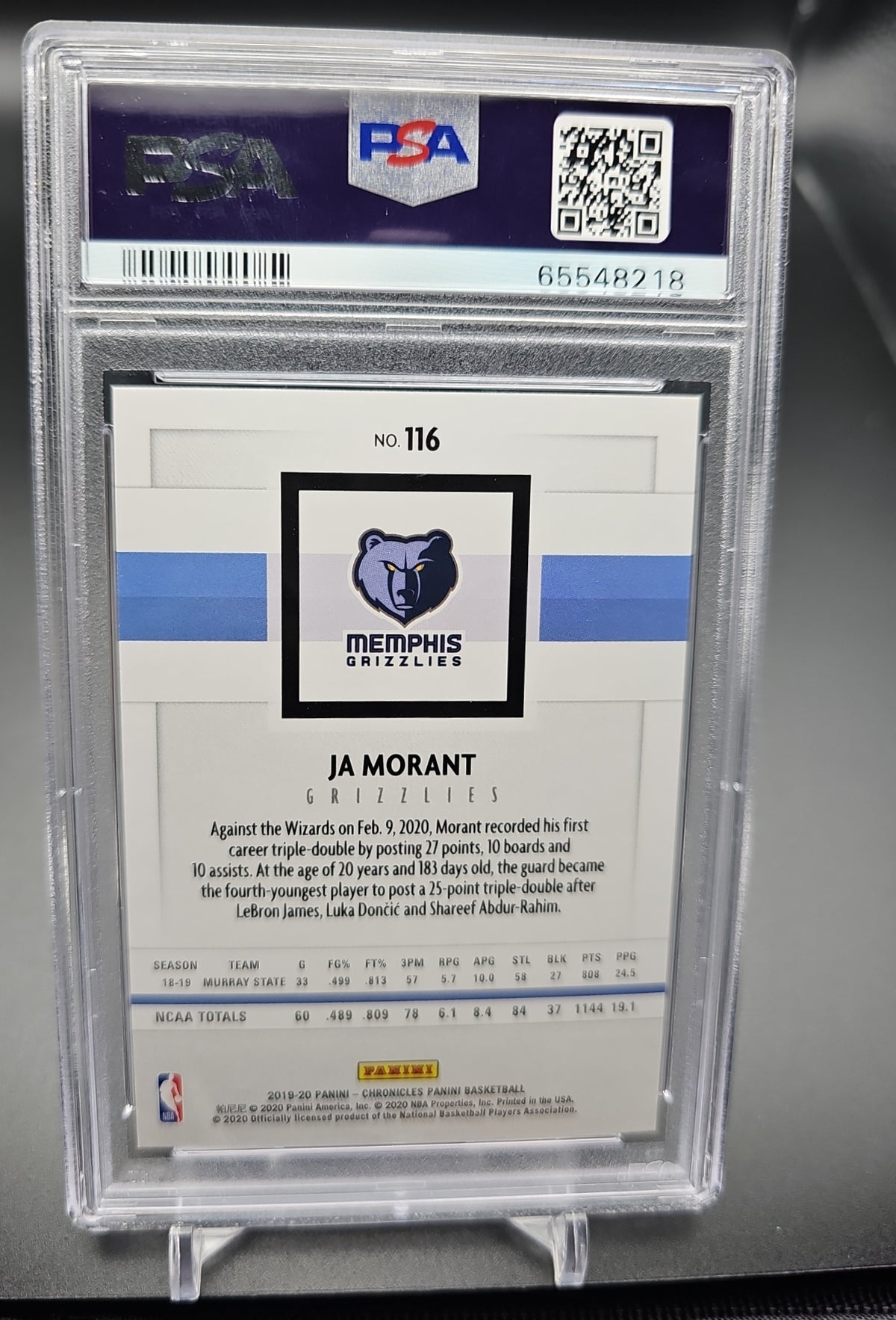 2019-20 Panini Chronicles Ja Morant #116 RC Grizzlies PSA 10 PSA 10.0 image 1