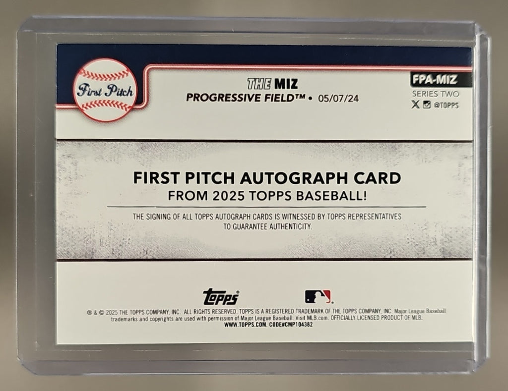 2025 Topps The Miz #FPA-MIZ 2024 First Pitch Auto Series 2 18/99 Guardians image 1
