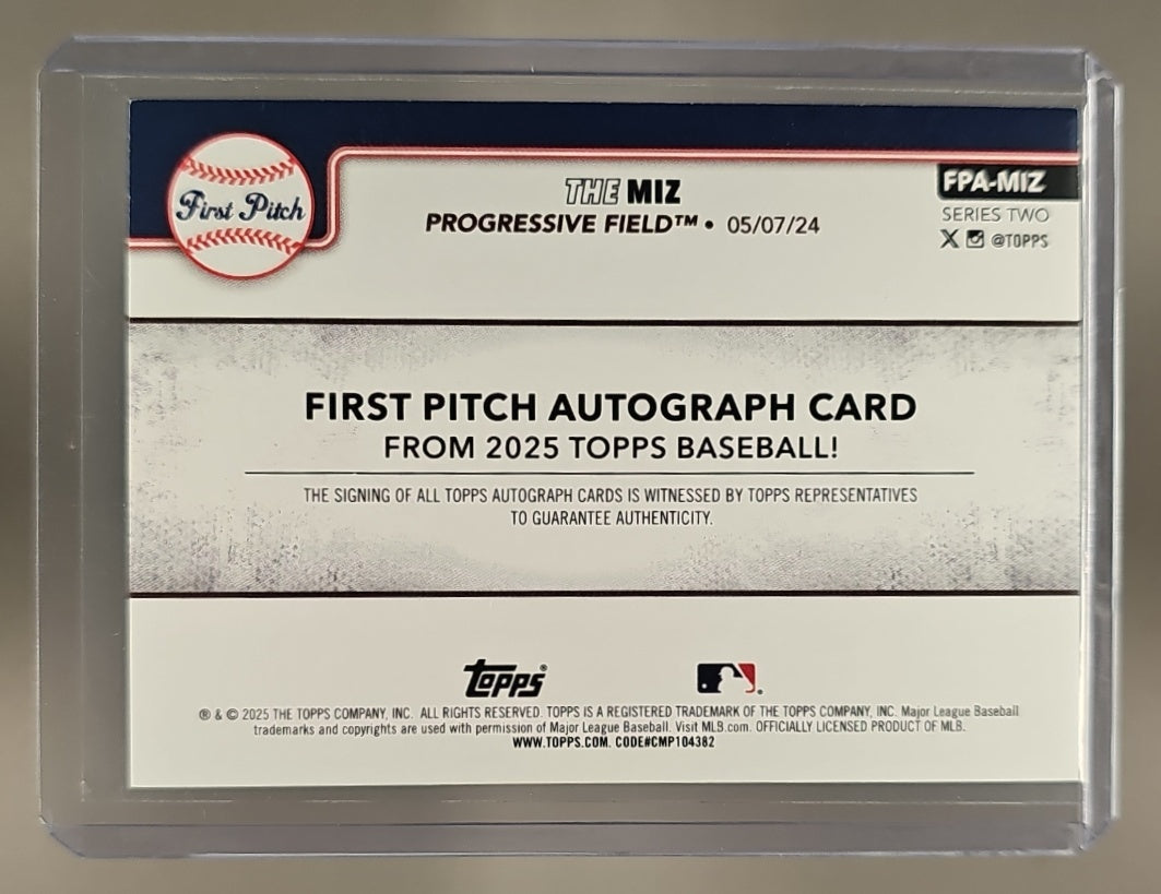 2025 Topps The Miz #FPA-MIZ 2024 First Pitch Auto Series 2 18/99 Guardians image 1