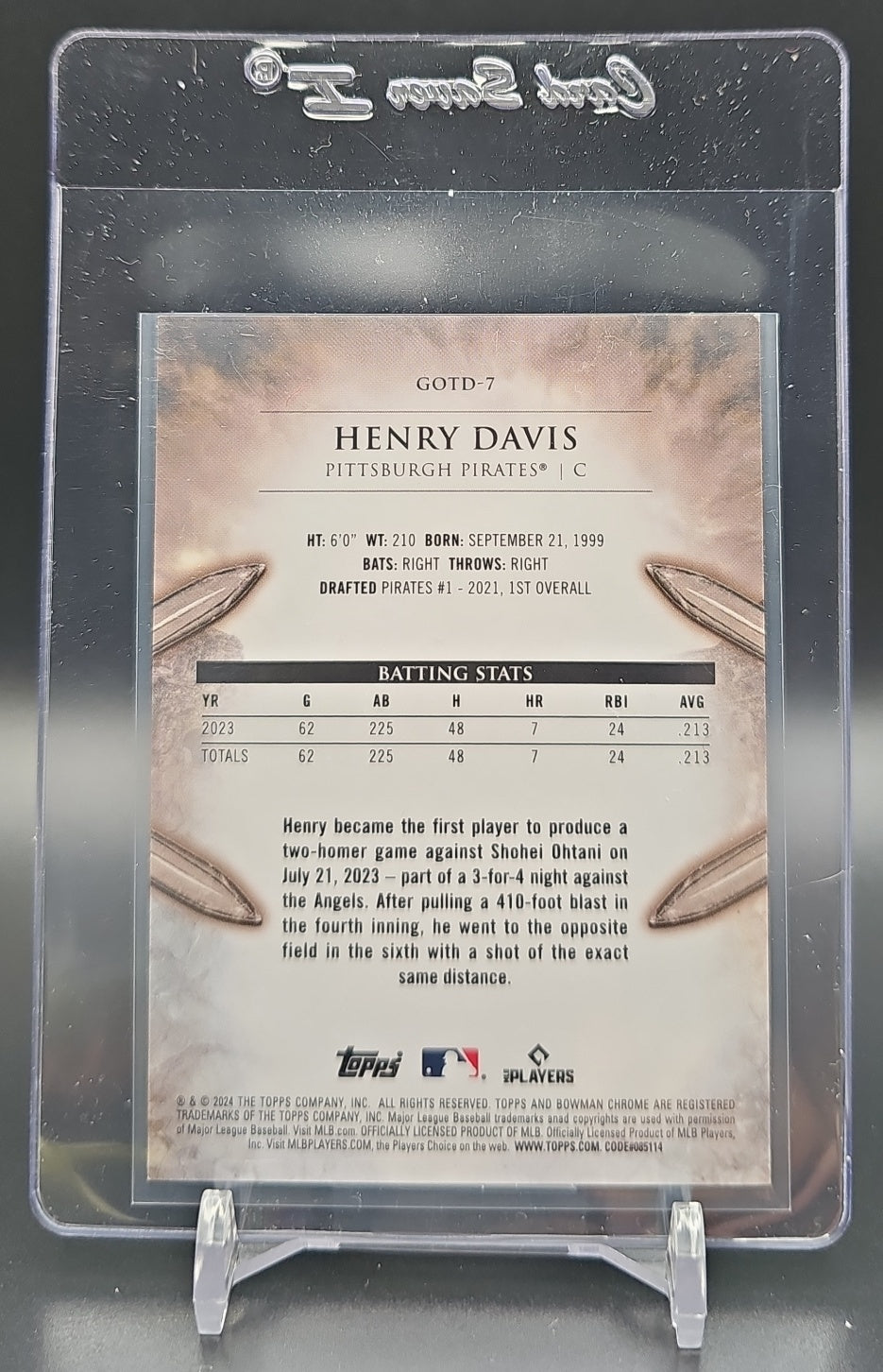2024 Bowman Chrome Henry Davis #GOTD-7 Gladiators of the Diamond Orange Refractor /25 RC nan nan image 1
