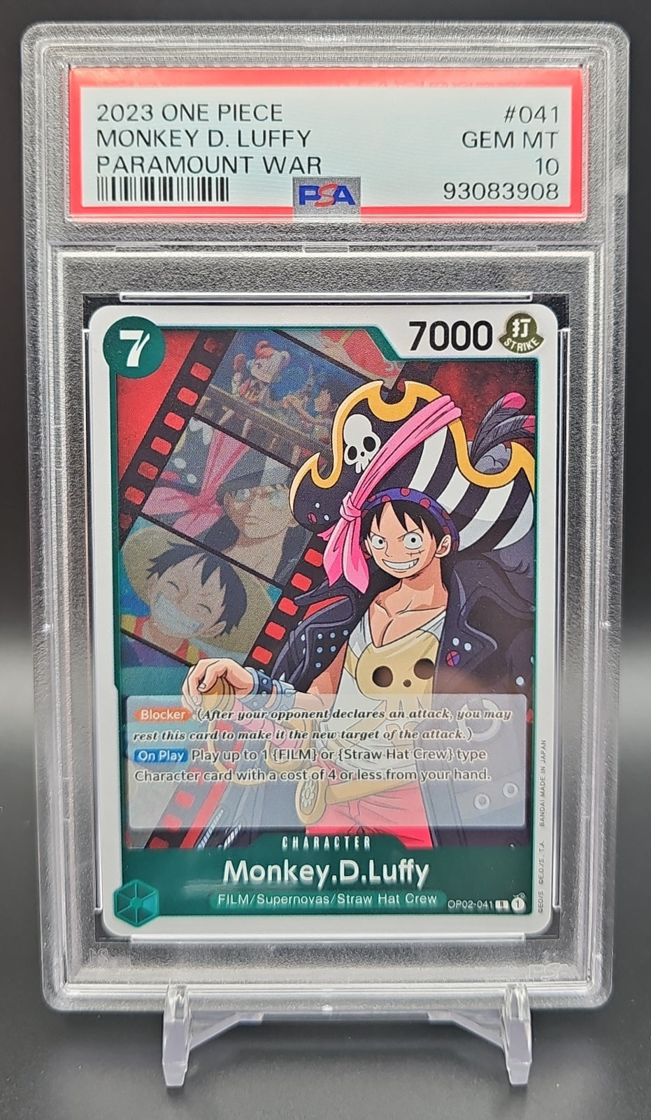 2022 One Piece Paramount War Monkey.D.Luffy #OP02-041 Rare PSA 10 PSA 10.0 image 0