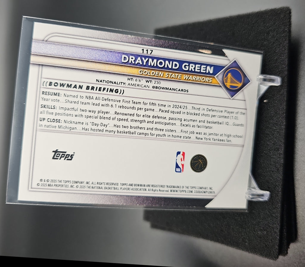 2025-26 Bowman Draymond Green #117 Gold Border 35/50 Warriors image 1