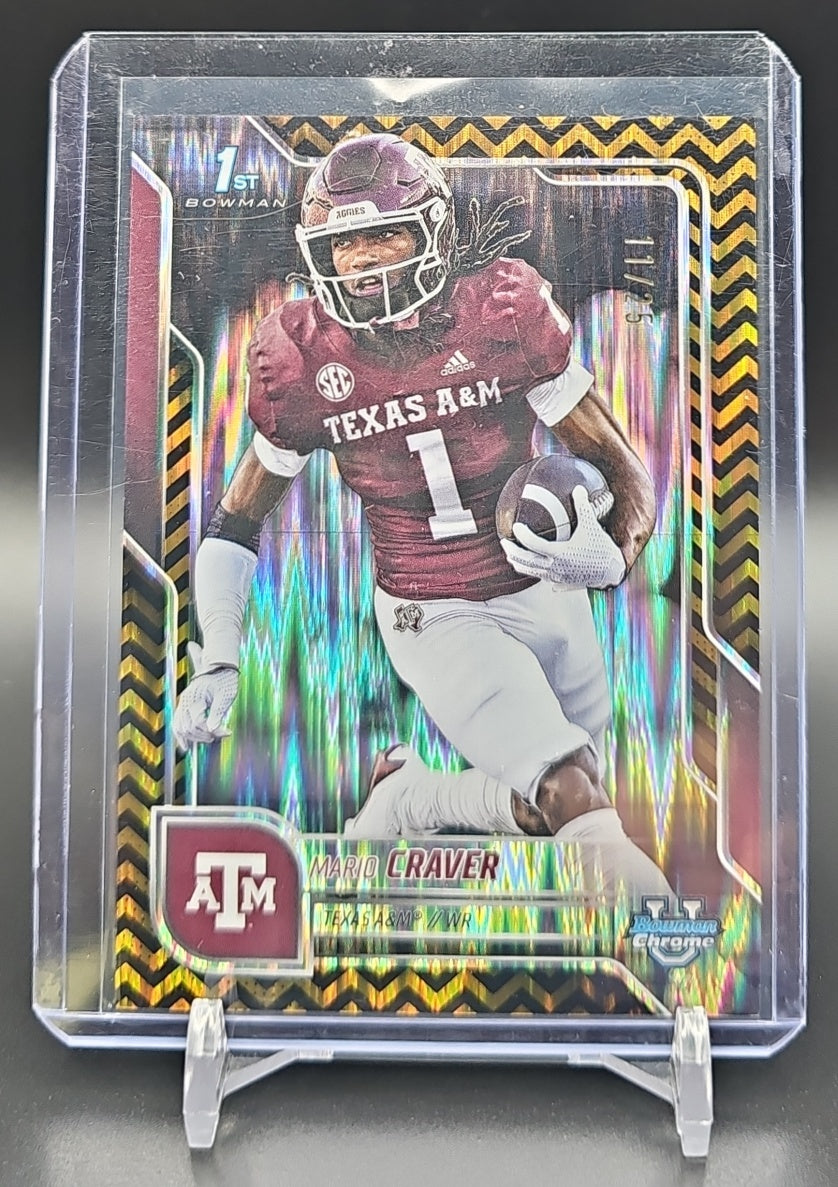 2025 Bowman Chrome University Mario Craver #165 Black & Gold Stealth Refractor /25 1st Prospect nan nan image 0
