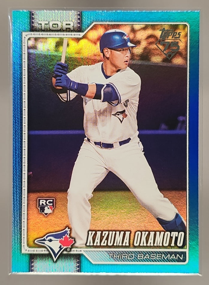 2026 Topps Series 2 Kazuma Okamoto #443 Blue Rainbow Foil 117/150 RC Jays image 0