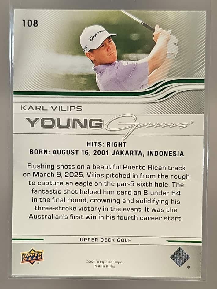 2026 Upper Deck Karl Vilips #108 Young Guns Exclusives 18/100 image 1