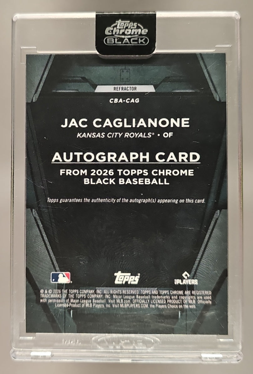 2026 Topps Chrome Black Jac Caglianone #CBA-CAG Auto Refractor 172/199 Royals image 1