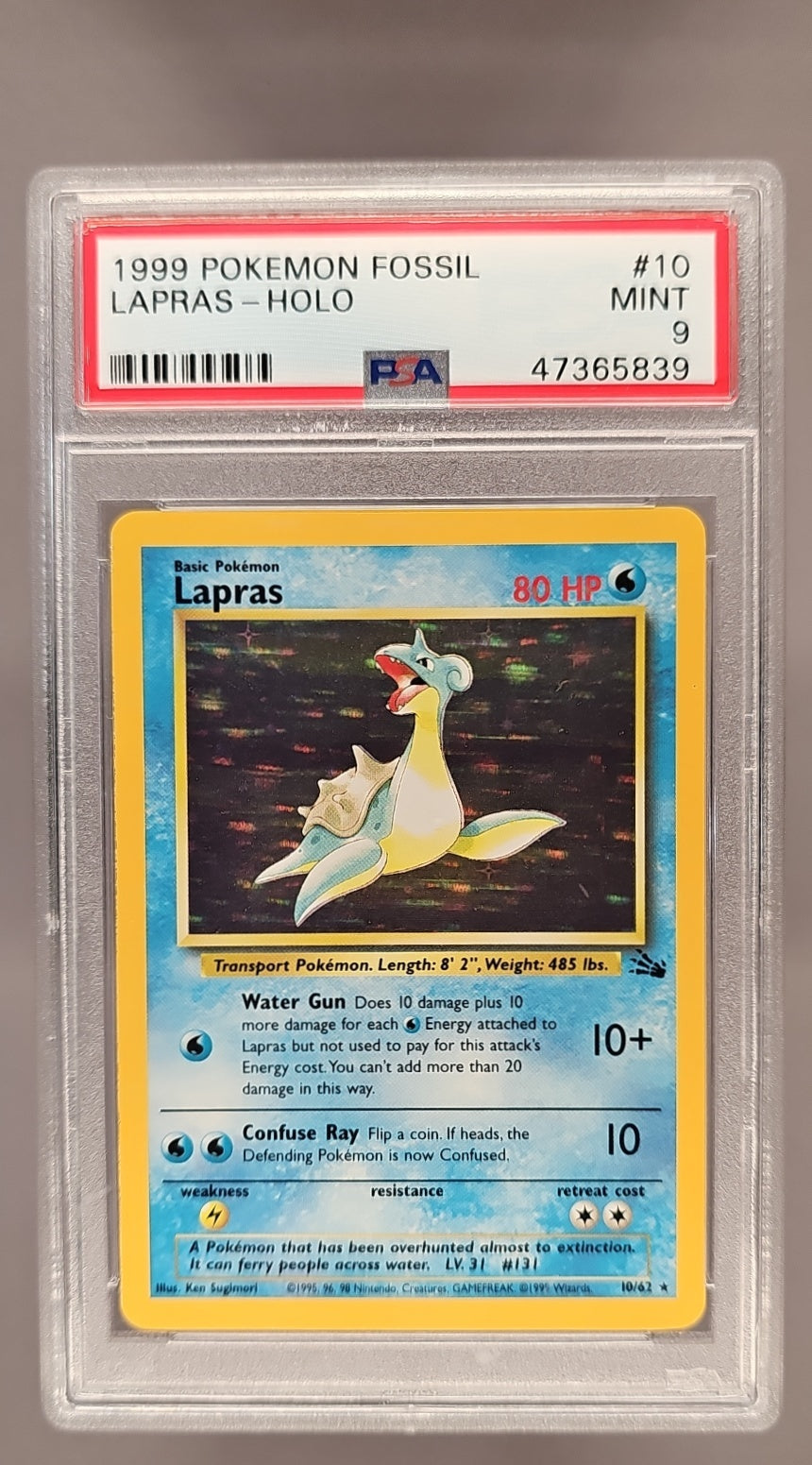 1999 Pokemon Fossil Lapras #10/62 PSA 9 image 0