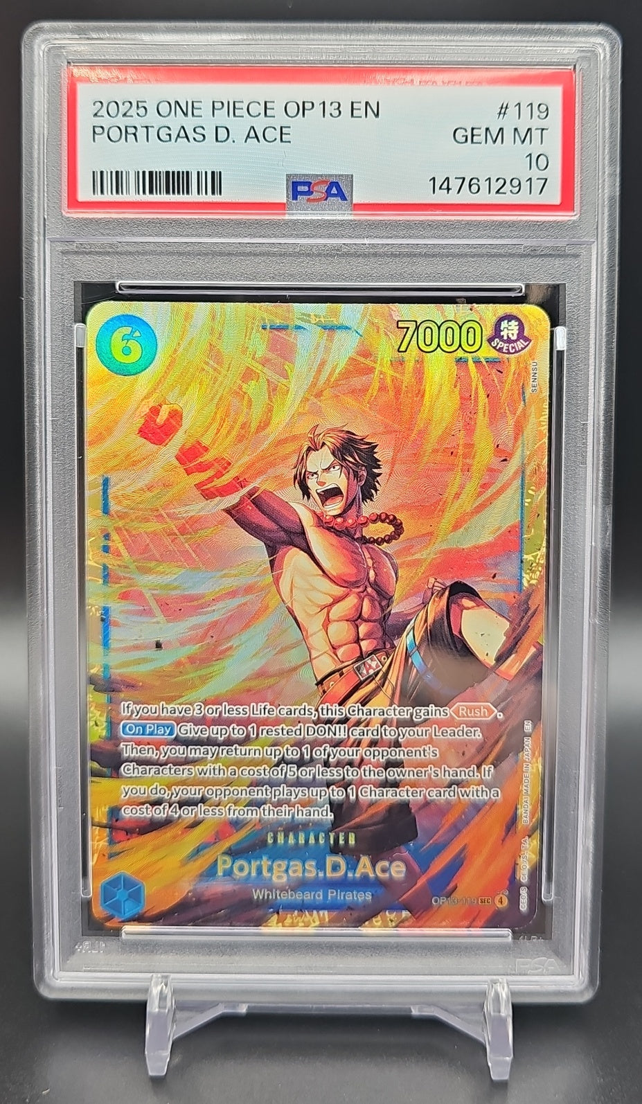 2025 One Piece Carrying On His Will Portgas D. Ace #OP13-119 Special Card PSA 10 PSA 10.0 image 0