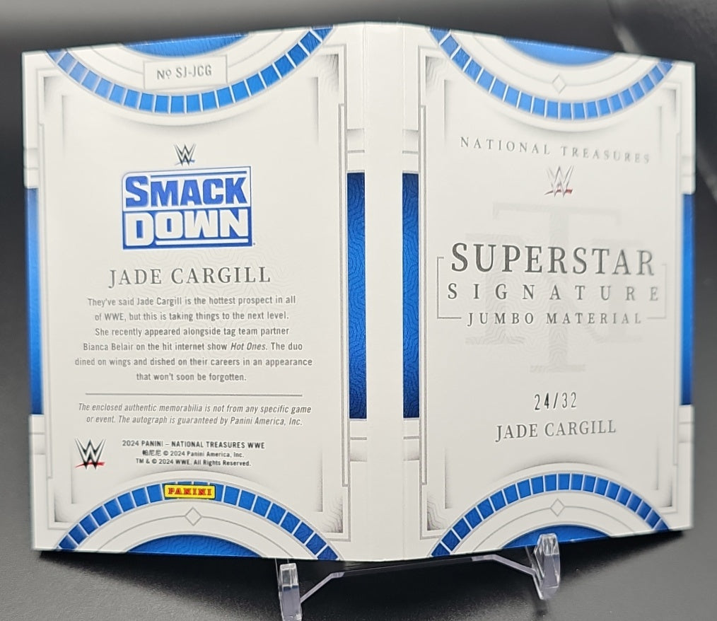 2024 Panini National Treasures WWE Jade Cargill #29 Superstar Signature Jumbo Material Booklet /32 Auto image 1