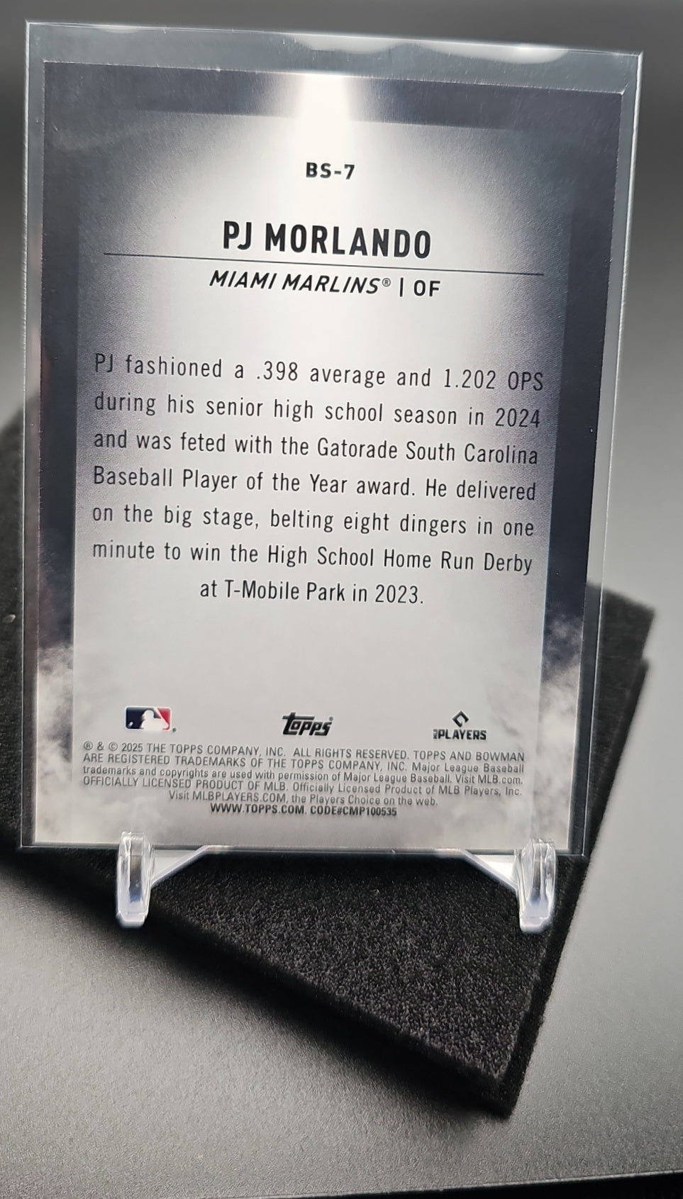 2025 Bowman PJ Morlando #BS-7 Spotlights Chrome Marlins image 1