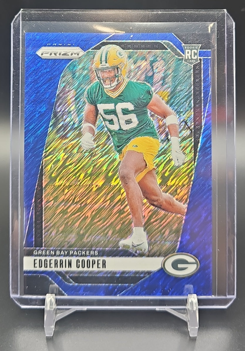 2024 Panini Prizm Edgerrin Cooper #331 Blue Shimmer 7/25 RC Packers image 0