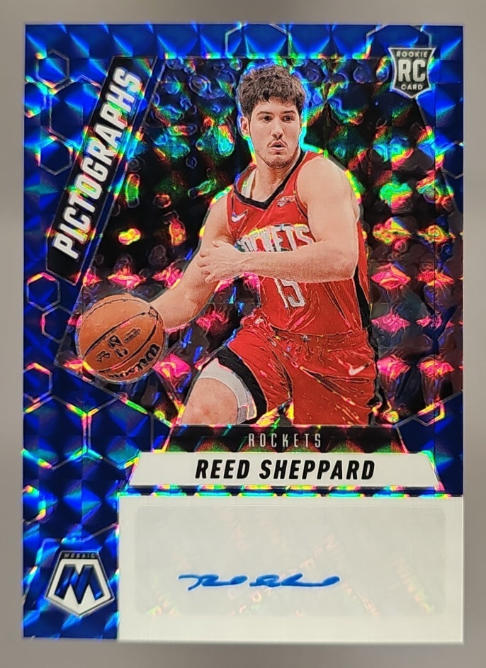 2024 Panini Mosaic Reed Sheppard #PM-SHP Mosaic Pictographs Blue /35 RC Auto image 0