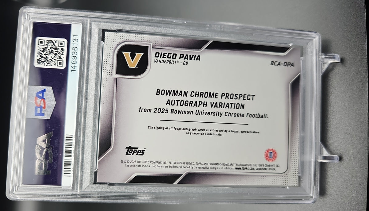 2025 Bowman Chrome University Diego Pavia #BCA-DPA Prospect Auto PSA 9 PSA 9.0 image 1