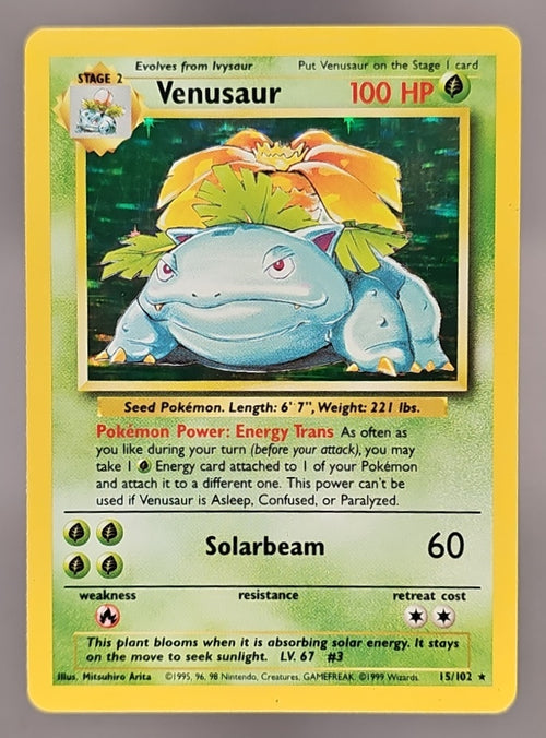 1999 Pokemon Unlimited Venusaur #15/102 Set Rare Holo image 0