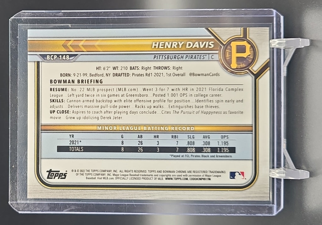 2022 Bowman Henry Davis #BCP-148 Chrome Prospects Orange Shimmer Refractor /25 nan nan image 1