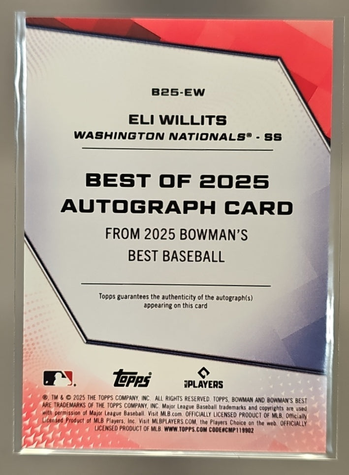 2025 Bowman's Best Eli Willits #B25-EW Best of Auto Green Refractor /99 image 1
