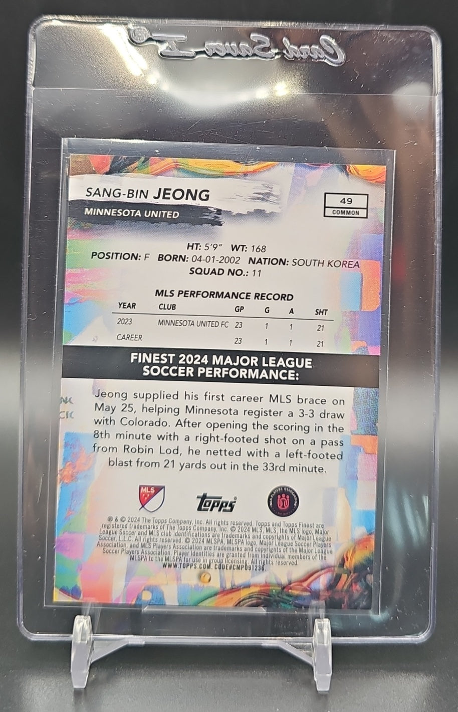 2024 Topps Finest MLS Sang-bin Jeong #49 Red Refractor /10 Common United image 1