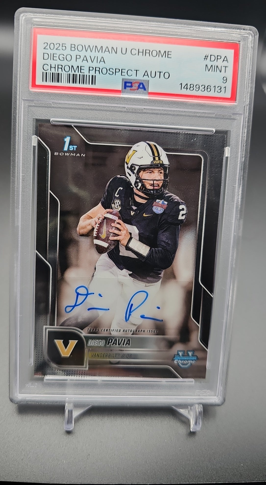 2025 Bowman Chrome University Diego Pavia #BCA-DPA Prospect Auto PSA 9 PSA 9.0 image 0