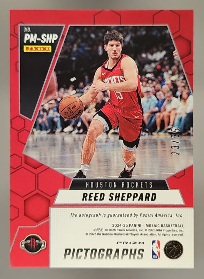 2024 Panini Mosaic Reed Sheppard #PM-SHP Mosaic Pictographs Blue /35 RC Auto image 1