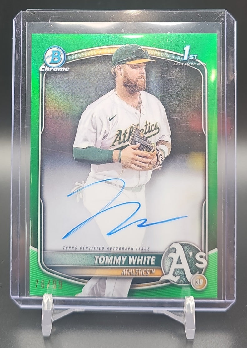 2025 Bowman Chrome Tommy White #CPA-TWH Auto Green Refractor /99 1st Prospect image 0