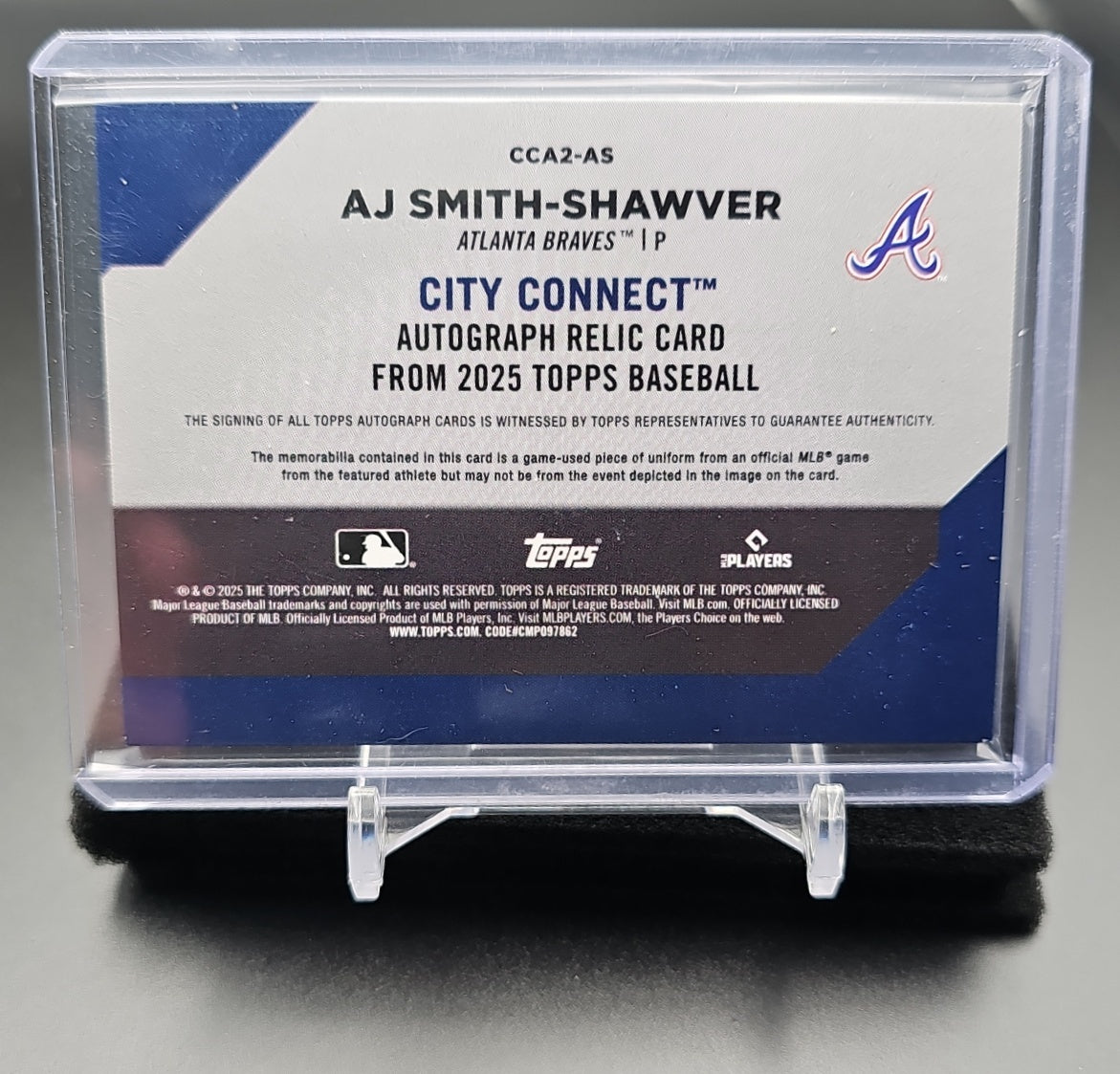 2025 Topps AJ Smith-Shawver #CCA2-AS City Connect Swatch Collection Auto Relic Series Two Black /10 image 1