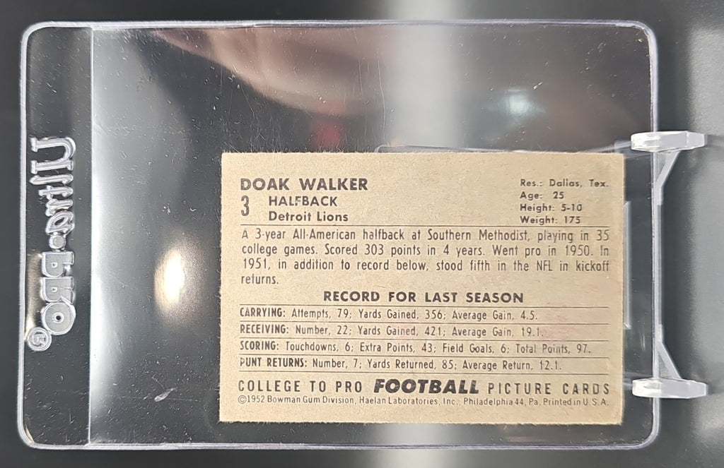 1952 Bowman Large Doak Walker #3 Lions image 1