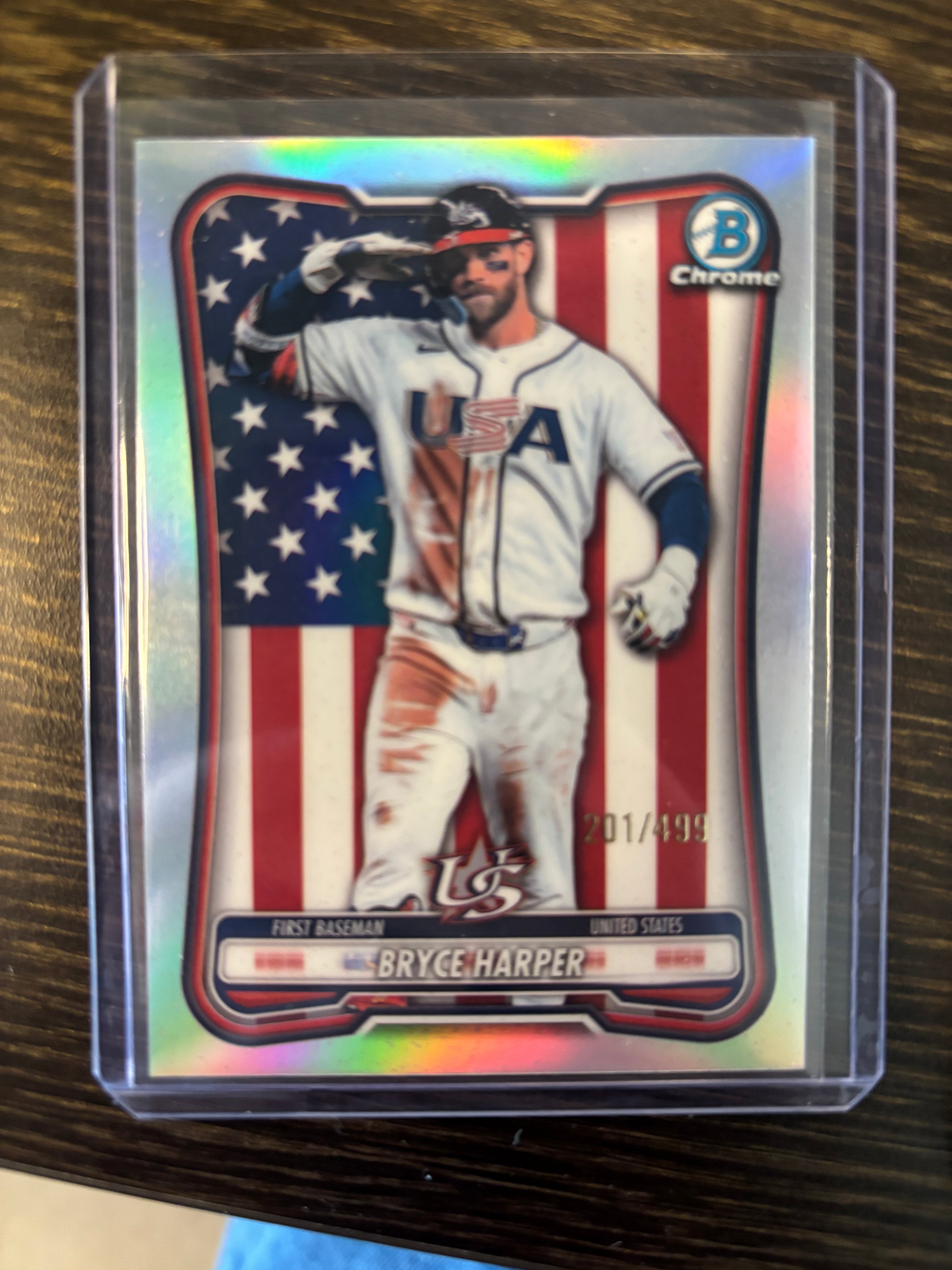 2026 Bowman Chrome Bryce Harper #WBC-10 WBC Flag Variation 201/499