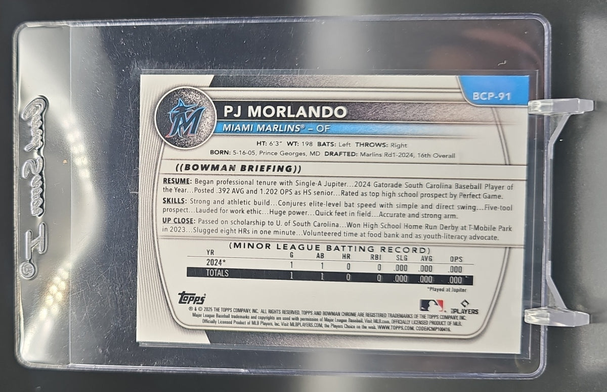2025 Bowman PJ Morlando #BCP-91 Chrome 1st Prospect Marlins Auto nan nan image 1