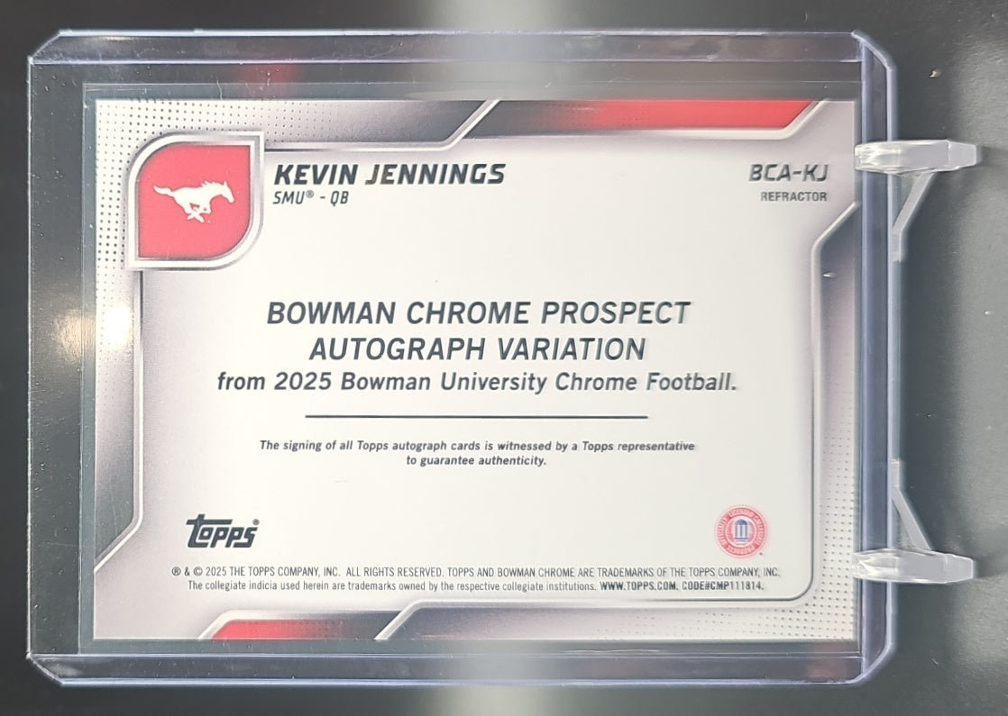 2025 Bowman Chrome University Kevin Jennings #BCA-KJ Prospect Auto Refractor /299 image 1