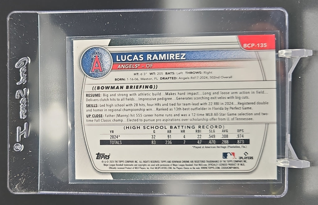 2025 Bowman Lucas Ramirez #BCP-135 Chrome Yellow Wave Refractor /75 1st Prospect nan nan image 1