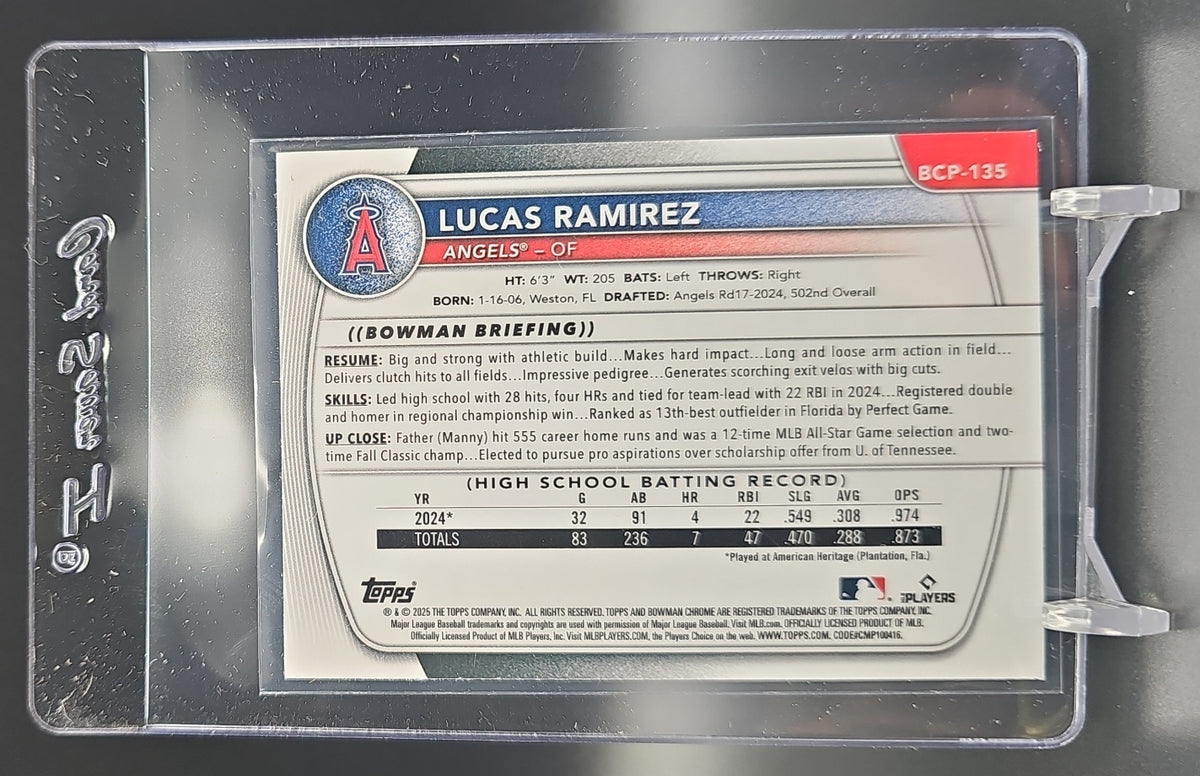 2025 Bowman Lucas Ramirez #BCP-135 Chrome Yellow Wave Refractor /75 1st Prospect nan nan image 1