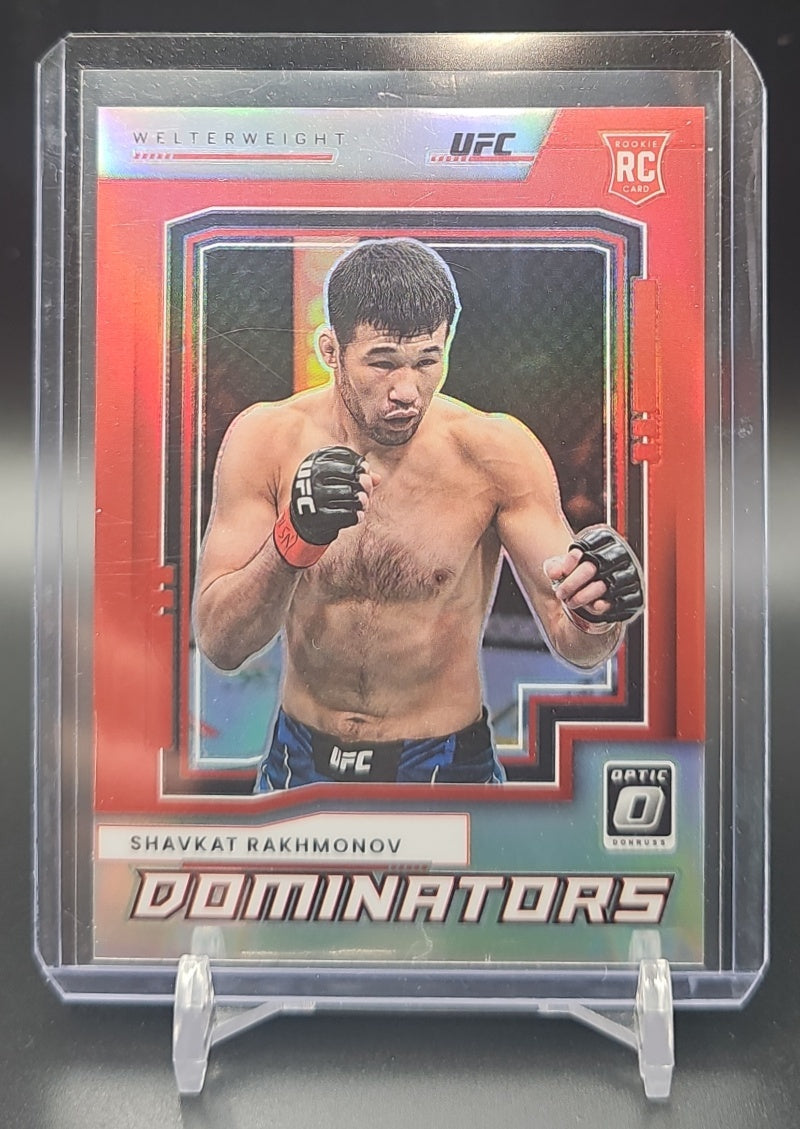 2022 Panini Donruss Optic UFC Shavkat Rakhmonov #25 Dominators Red 26/99 image 0