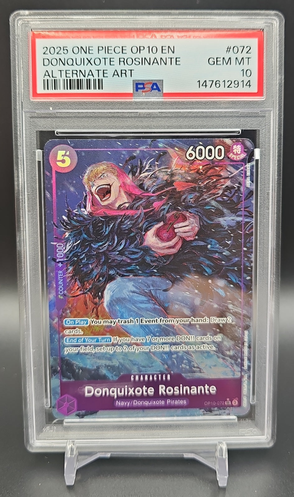 2025 One Piece OP10 Donquixote Rosinante #OP10-072 Super Rare Alt Art PSA 10 PSA 10.0 image 0