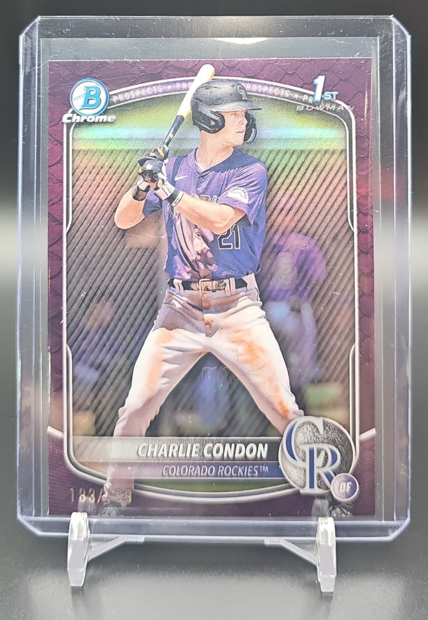 2025 Bowman Charlie Condon #BCP-75 Chrome Fuchsia Wave Refractor /199 1st Prospect image 0