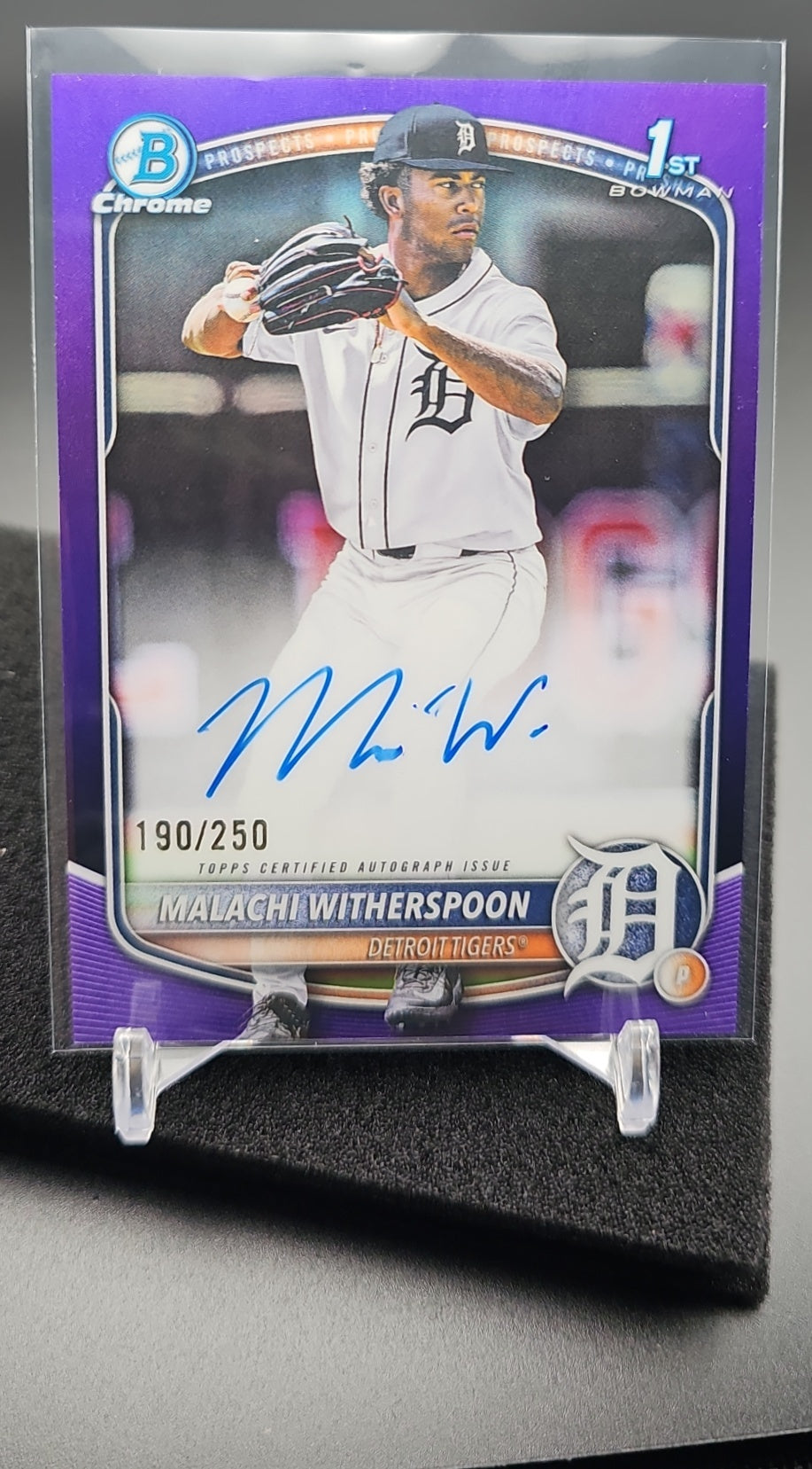 2025 Bowman Draft Malachi Witherspoon #CPA-MW Chrome Auto Purple Refractor /250 1st Prospect image 0
